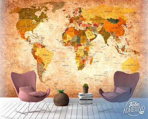 Detailed Map Of The World Poster Map Murals World Map Images And