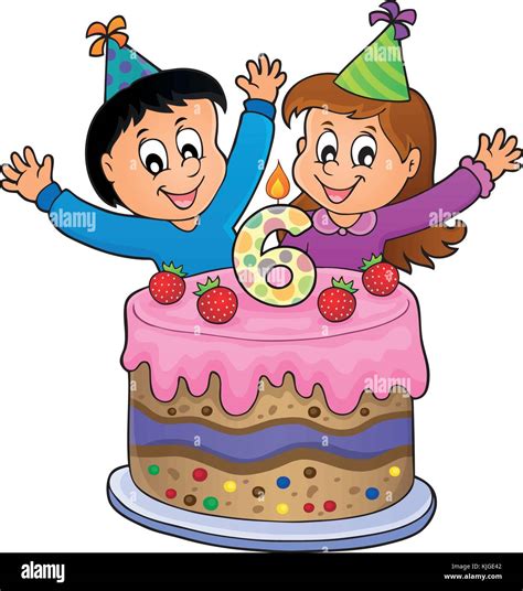 Happy Birthday Image For 6 Years Old Eps10 Vector Illustration Stock