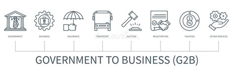 Government To Business Infographic In Minimal Outline Style Stock