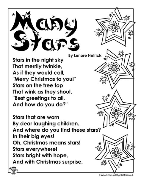 Many Stars Christmas Poem Woo Jr Kids Activities Childrens