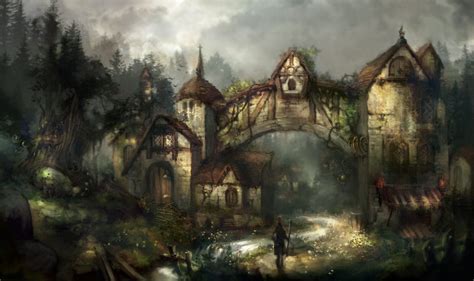 A Mist Village Greeimm Bae Amazing Paintings Fantasy City Game