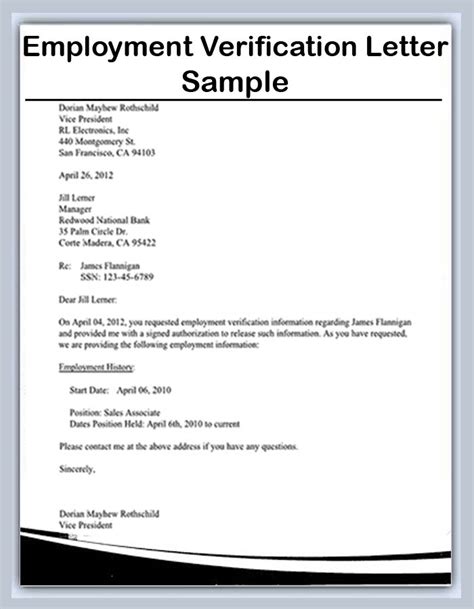Employment Verification Letter Free Printable Documents Images