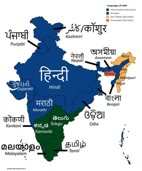 Map Of Languages In India
