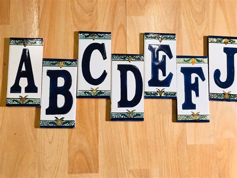 New Ceramic Tiles Letters Hand Painted Etsy Uk