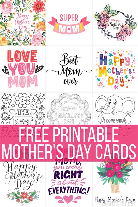 Mothers Day Cards With The Text Free Printable Moms Day Cards