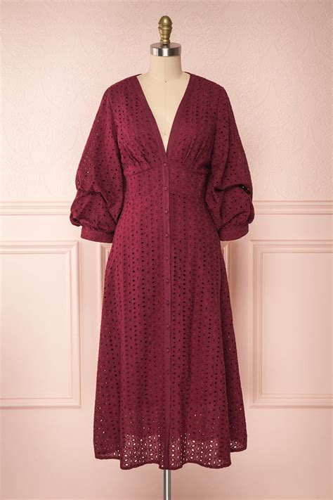 Adalynn Bourgogne Lace Midi A Line Dress Boutique 1861