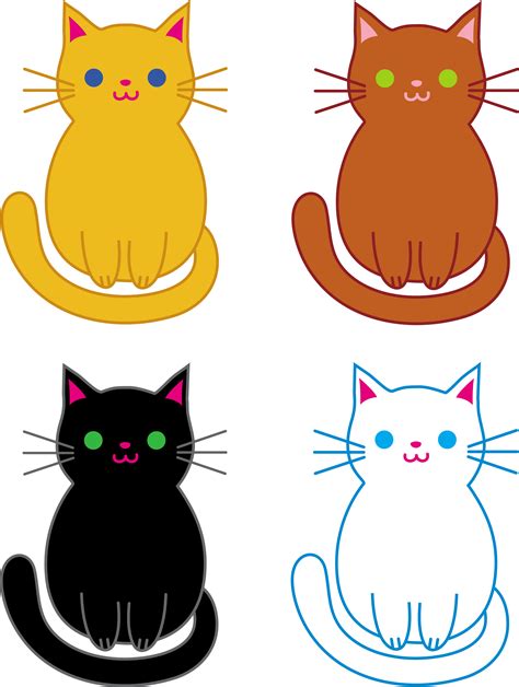 Set Of Four Cute Cats Free Clip Art