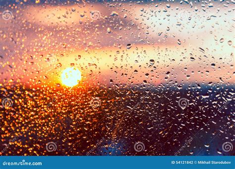 Water Drops On A Window Glass After The Rain Stock Photo Image Of