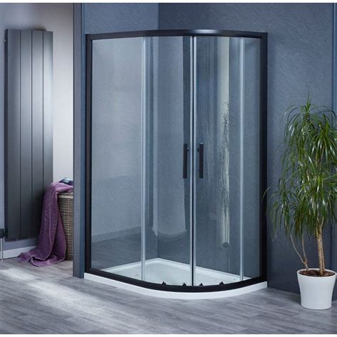 Aqua I 6 Black Offset Quadrant Shower Enclosure Double Sliding Door