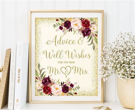 Advice And Well Wishes Wedding Sign Ivory Advice Printable Etsy