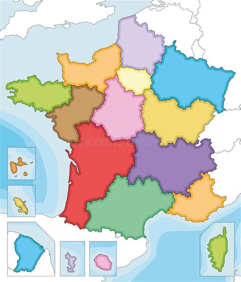 Vectorafbeelding Van Een Blanco Kaart Van Frankrijk Met Regio S En
