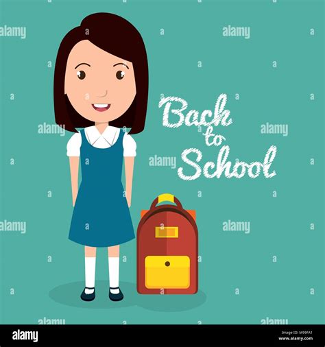 Girl With School Bag Stock Vector Image And Art Alamy