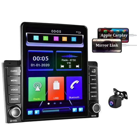CAMECHO Carplay Double Din Car Stereo 9 5 Inch Vertical Touch Screen