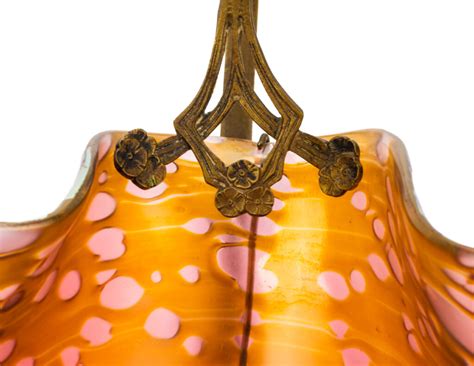 Johann Loetz Witwe A Pair Of Orbulin Bowls With Brass Art Nouveau