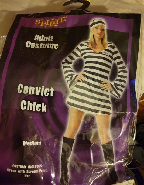 Spirit Adult Halloween Costume Convict Chick Size Med Gem