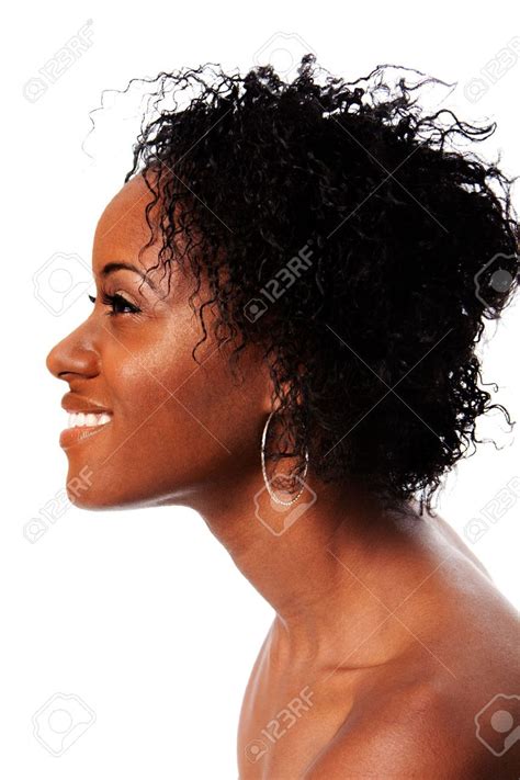 Side Profile Of A Beautiful African Woman Face With Afro Curly