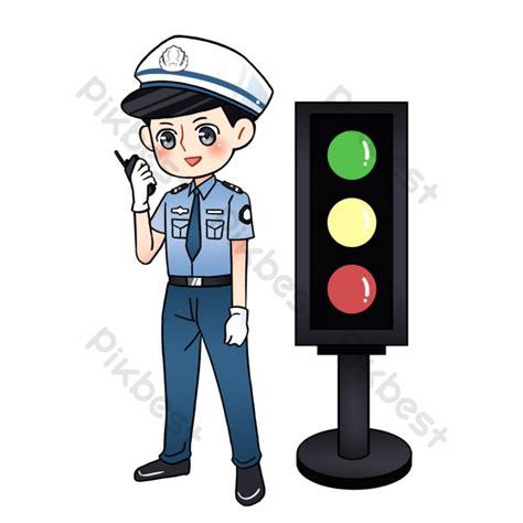 Cartoon Traffic Police Pattern Elements On Duty Png Images Psd Free
