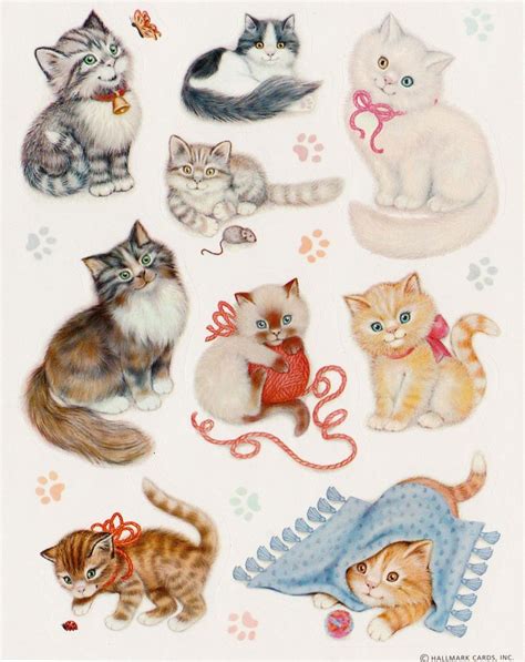 Hallmark Stickers Beautiful Cats Kittens Vintage Kitten Stickers