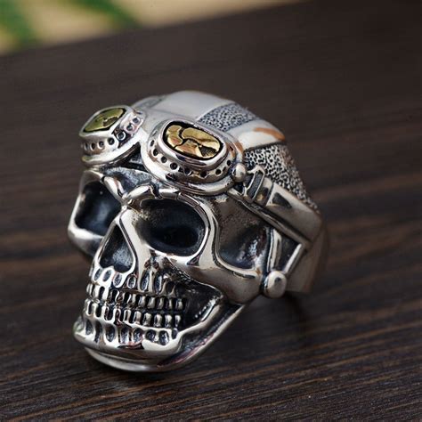 Fnj 925 Silver Skull Ring Skeleton Original Pure S925 Sterling Thai Silver Rings For Men Jewelry