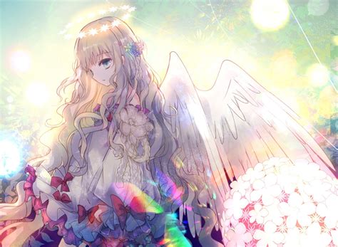 Anime Girl With White Hair And Angel Wings