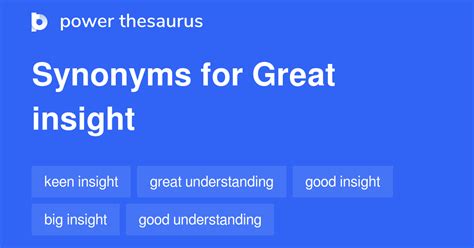 Great Insight synonyms - 78 Words and Phrases for Great Insight