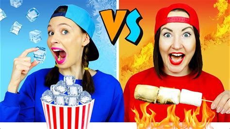 Hot Vs Cold Challenge Girl On Fire Vs Icy Girl 음식 챌린지 By Pico Pocky Youtube