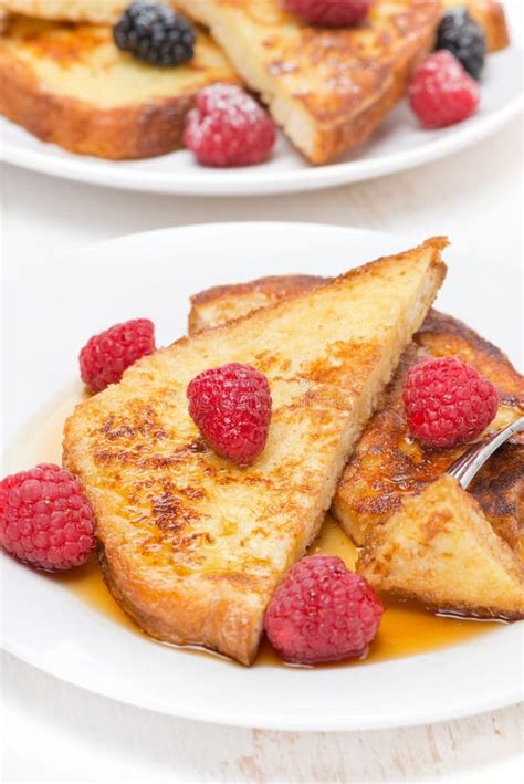 Delicious French Toast With Raspberries And Maple Syrup Stock Image
