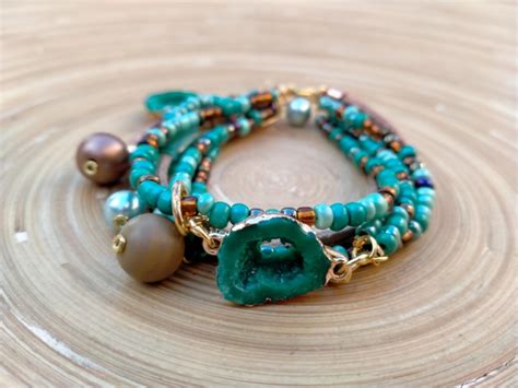 6 Delige Turquoise Armband Met Rocailles En Suede Groene Armbanden
