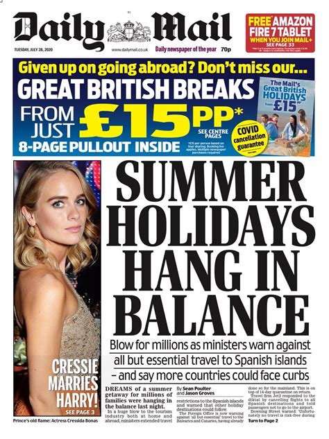 Daily Mail Front Page 28th Of July 2020 Tomorrows Papers Today