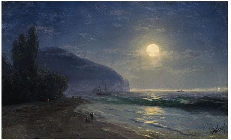 A View Of Crimea By Night By Ivan Constantinovich Aivazovsky 1817 1900