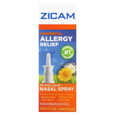 Zicam Powerful Allergy Relief No Drip Liquid Nasal Spray 05 Fl Oz 15 Ml