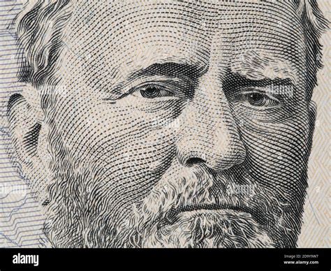 Ulysses Grant Us President Face On Fifty Dollar Bill Macro United