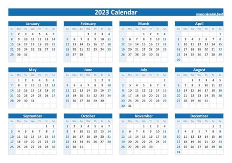 2023 Yearly Calendar Printable A3 Free Printable Worksheet