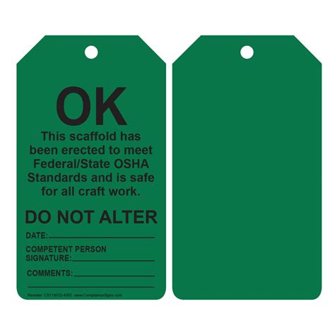 Green Scaffold Meets Federal State Osha Safety Tags