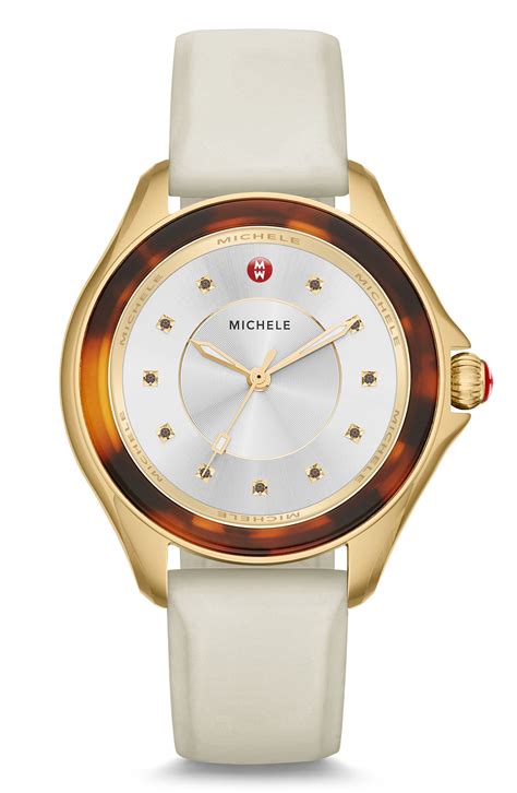 Michele Womens Cape Jewel Head And Silicone Strap Watch 40mm