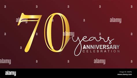 70th Years Anniversary Logo Gold And Red Color Isolated On Elegant