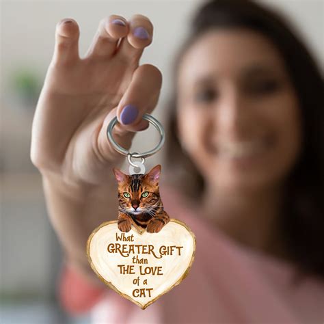 Tiger Cat What Greater T Than The Love Of A Cat Acrylic Keychain Podssk
