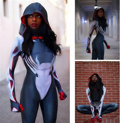 Spiderman Venom Symbiote Miles Morales Femme Costume Cosplay Cosplay