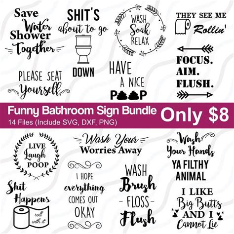 Funny Bathroom Sign Bundle Only Includes Svg Dxf And Png