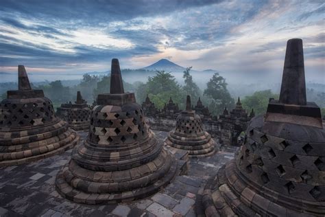 Borobudur Buddhist Temple In Magelang Central Java Indonesia