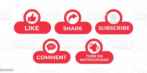 Like Share Comment Subscribe And Share Icon Button Vector Illustration