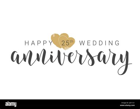 Handwritten Lettering Of Happy 25th Wedding Anniversary Template For