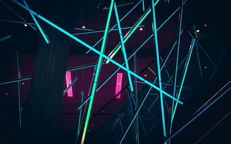 Download Wallpaper 3840x2400 Lasers Neon Installation Colorful 4k