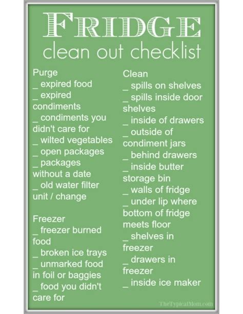 Free Refrigerator Clean Out Checklist · The Typical Mom