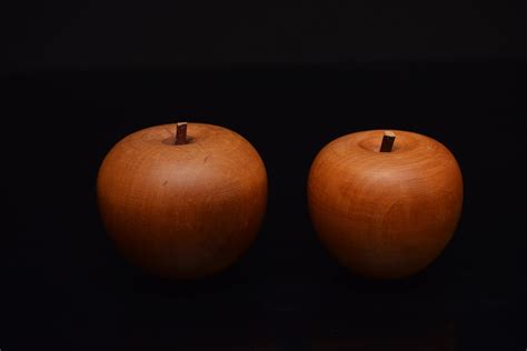 Vintage 2 Wood Apple Carving | Etsy