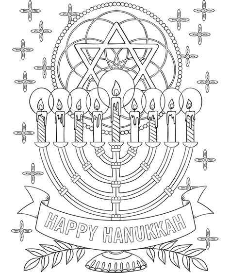 Happy Hanukkah Menorah Coloring Page