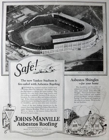 1923 Johns Manville Asbestos Roofing Ad Aerial Photo Yankee Stadium