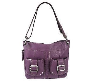 Tignanello Pebble Leather Convertible Shoulder Bag QVC Violet