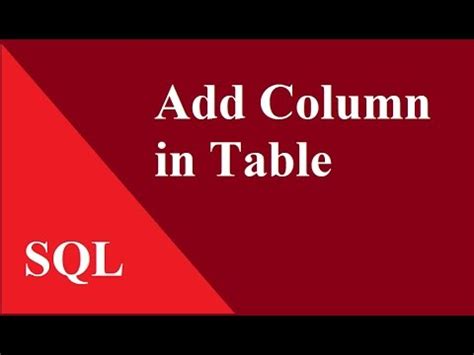 How To Add New Column To Existing Table Youtube