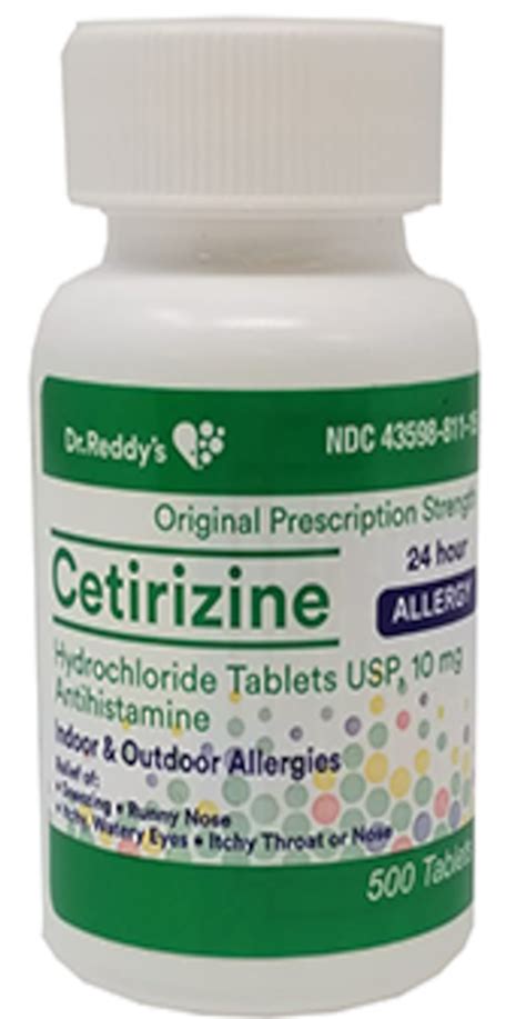 Drreddys Allergy Relief Cetirizine Hcl 10mg 500 Count Tablets